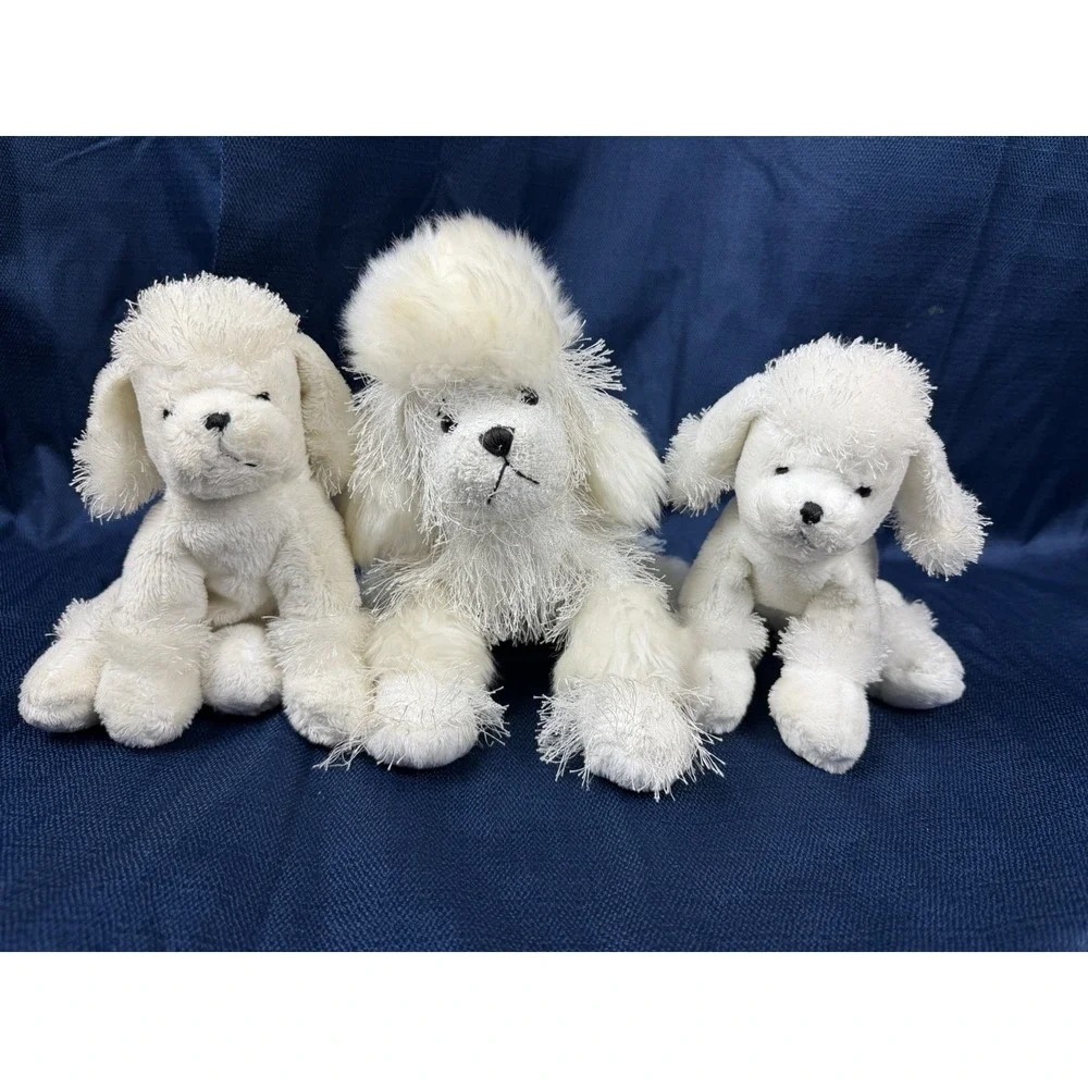 Webkinz Poodle Set Of 3 Dog Plush Stuffed Animal HM014 Ganz White No Code 8